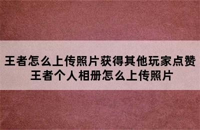 王者怎么上传照片获得其他玩家点赞 王者个人相册怎么上传照片